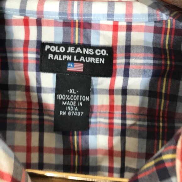Ralph Lauren Jeans Co. 2 Button Down Dress Shirt Sz XL Mens Plaid Short Sleeve - Picture 9 of 9